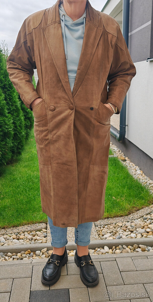 Dlhý kožený kabát - 4