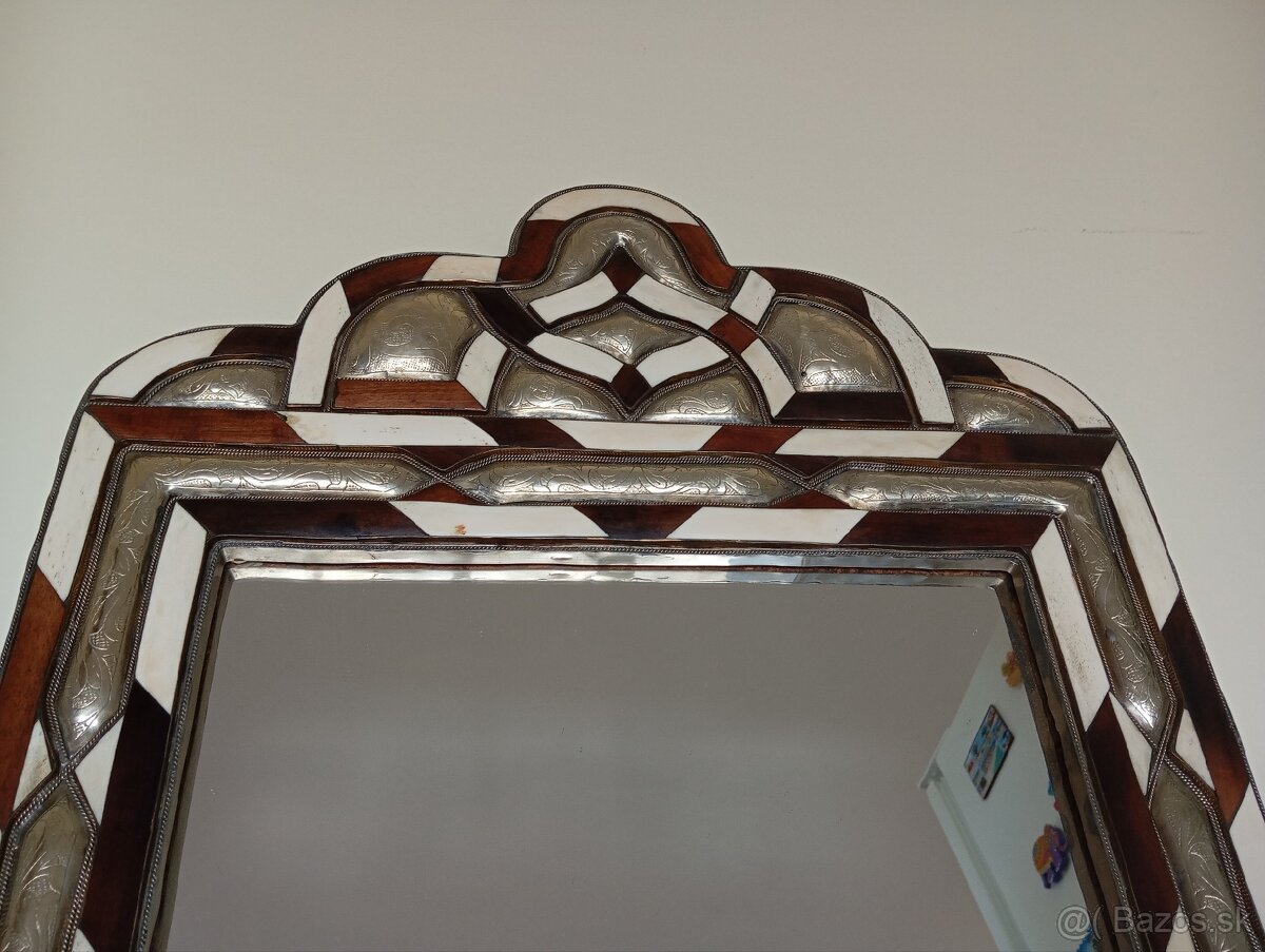 Starožitné zrkadlo - striebro a ťavie kosti, Marakesh - 4