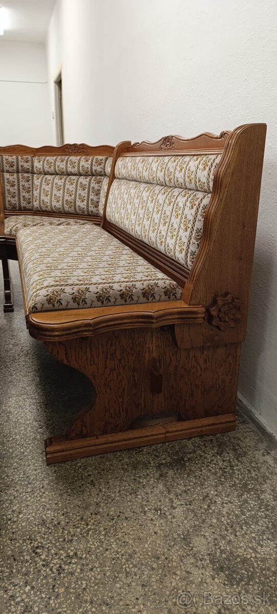 Rustikální jídelní kout, rohová lavice, stůl, křesla, židle - 4