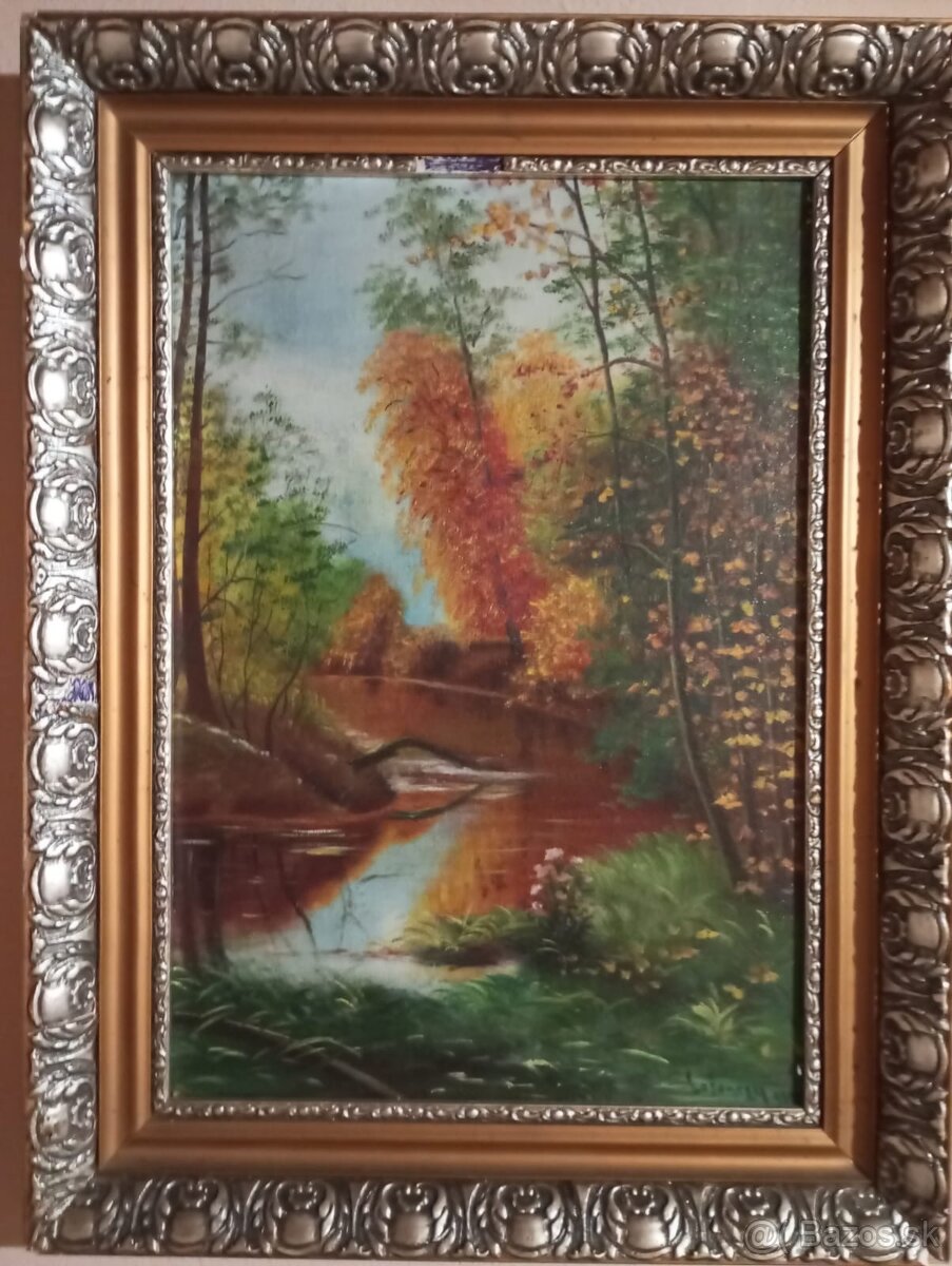 Obraz – jesenná krajina v ozdobnom ráme - 4