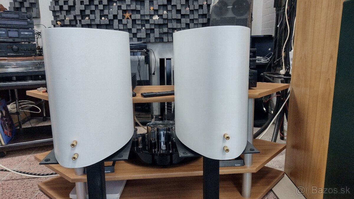 Biele reproduktory + stojany a reprokábel - 4