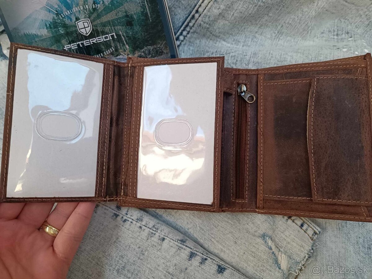 Kožená peňaženka PeTerson hnedo červená - 4