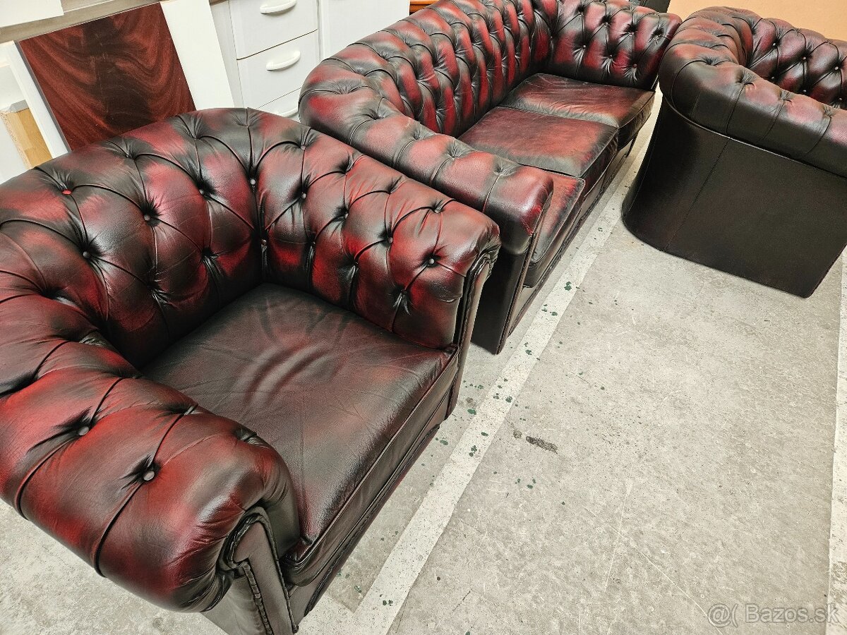 CHESTERFIELD ŠTÝL KOŽENÁ 3+1+1+1,NEROZŤAHOVACIA - 4