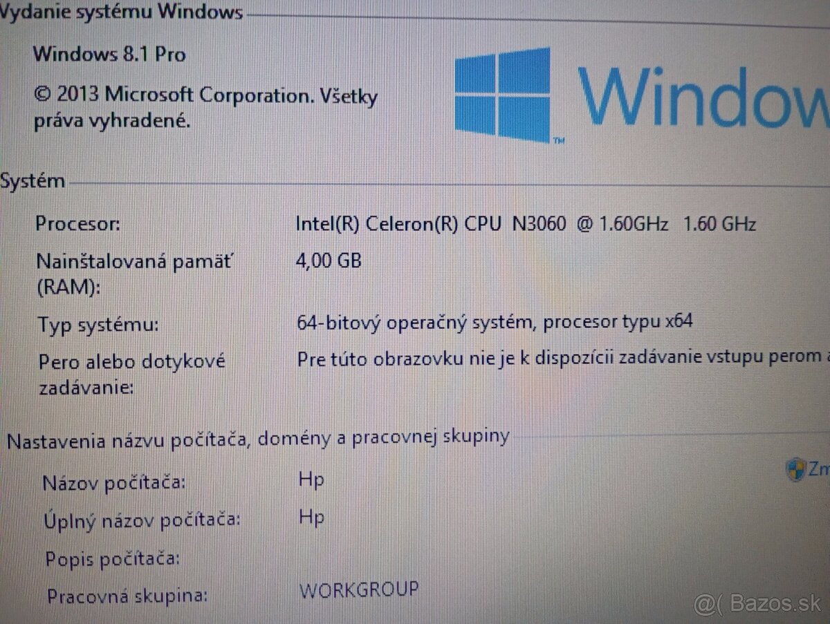 predám notebook HP 250 G6 , WINDOWS 8.1 - 4