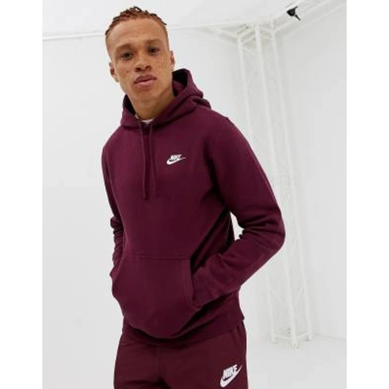 Nike Club Mikina Fleece Pullover Burgundy - 4