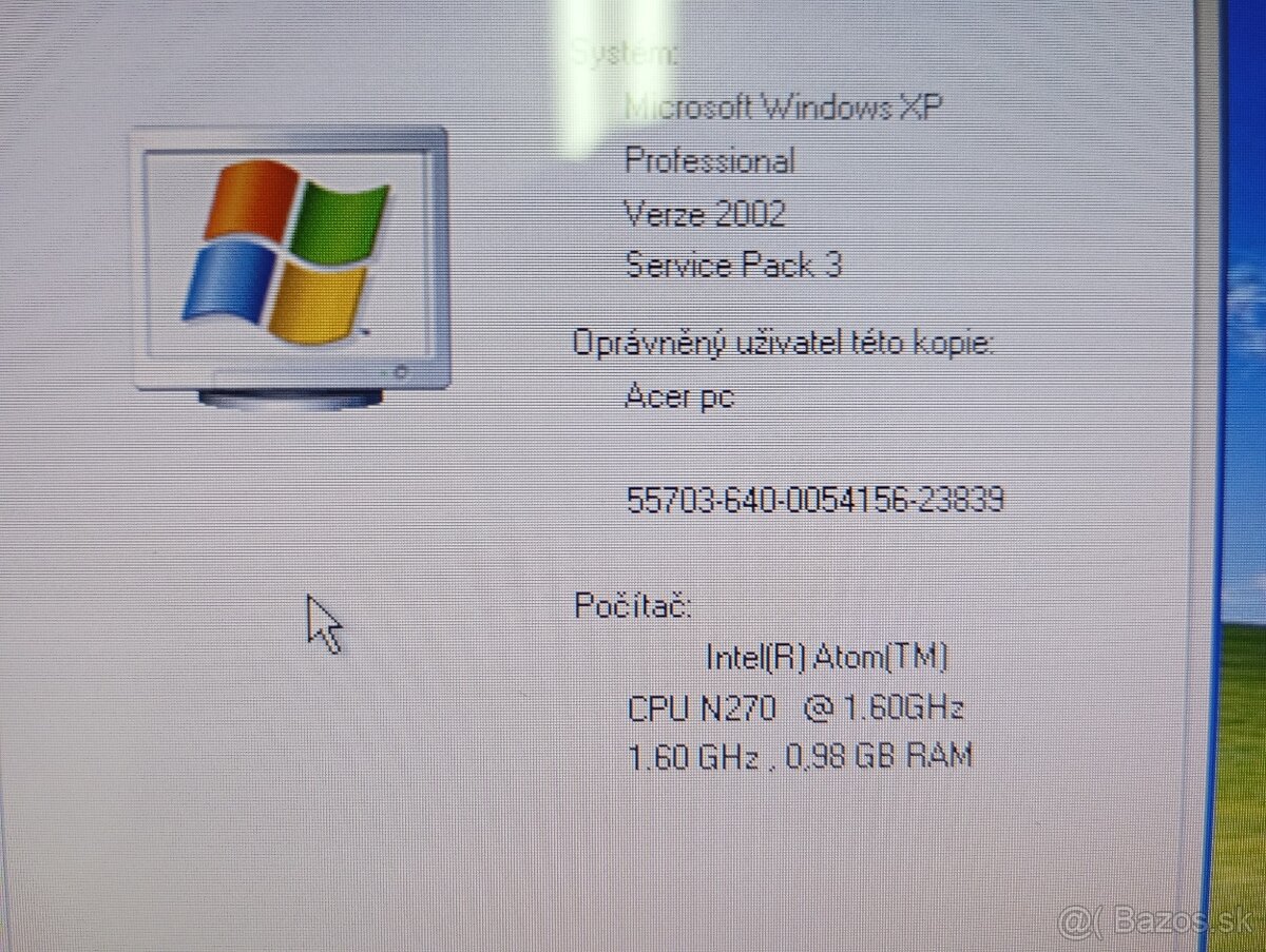 predám netbook ACER ASPIRE ONE A150 ZG5 , WINDOWS XP - 4