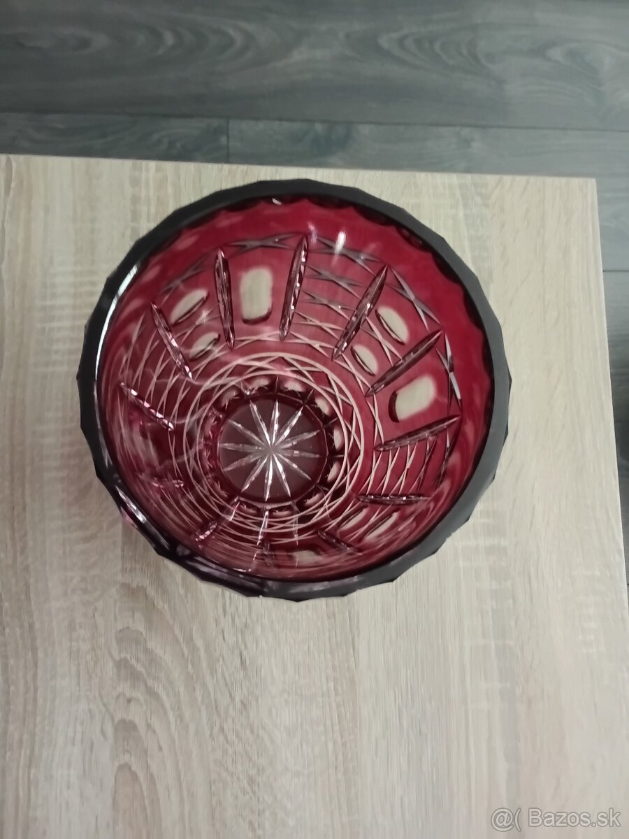 Krištáľová váza rubínovo červenej farby - 4