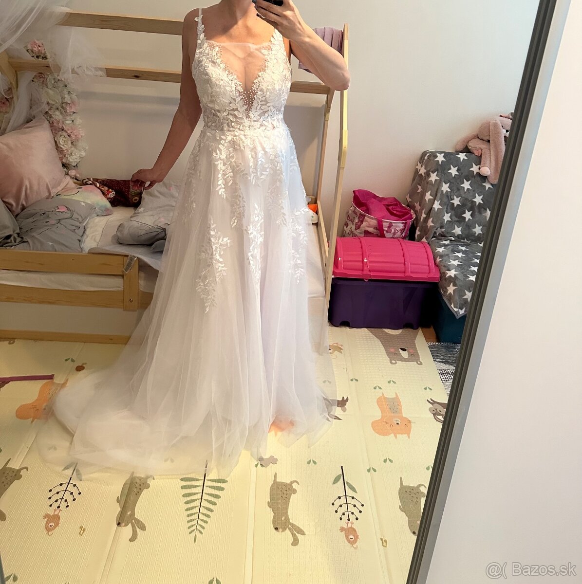 Krasne nové nenosené svadobné biele šaty na ramienka, 36 - 4