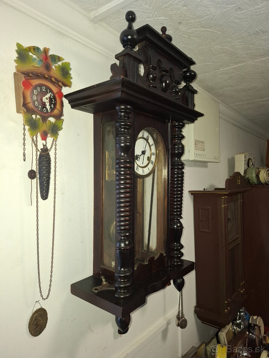 Predám funkčné polbicie nástenné hodiny Altdeutsche 1890 Výš - 4