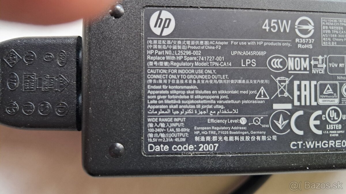 nabíjačka pre HP notebook 45W 19.5V 2.31A 4.5mm x 3.0mm - 4