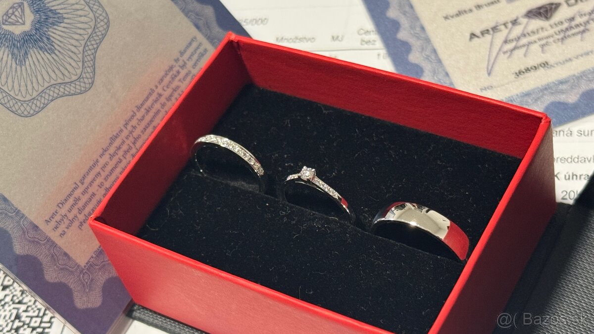 Diamantové prstene, obrúčky + zásnubný, - 4