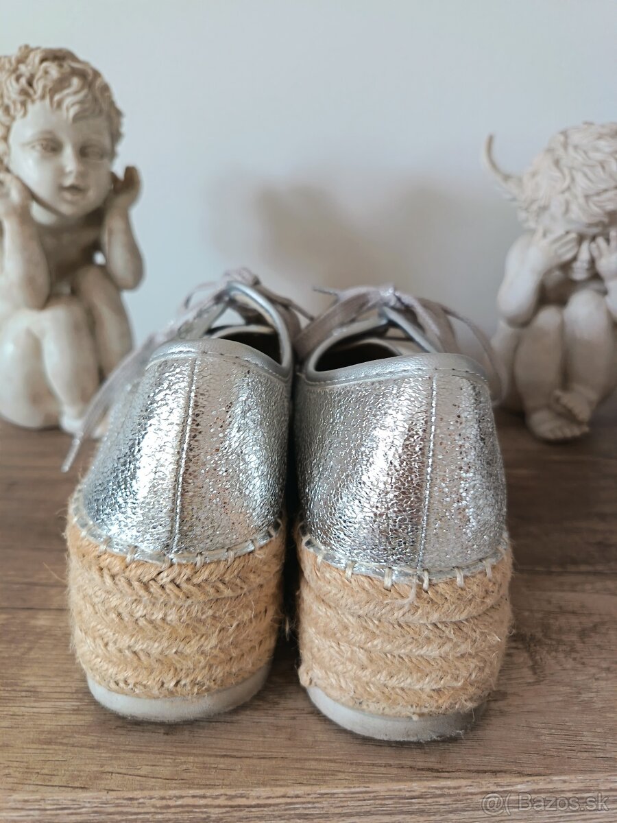 Strieborne espadrilky na platforme - 4