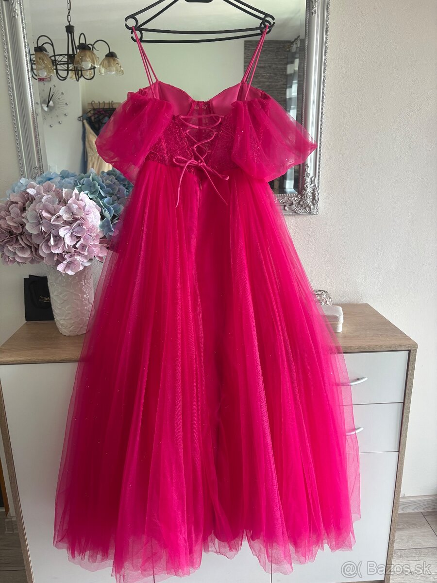 Ružové spoločenské šaty 38/M - 4