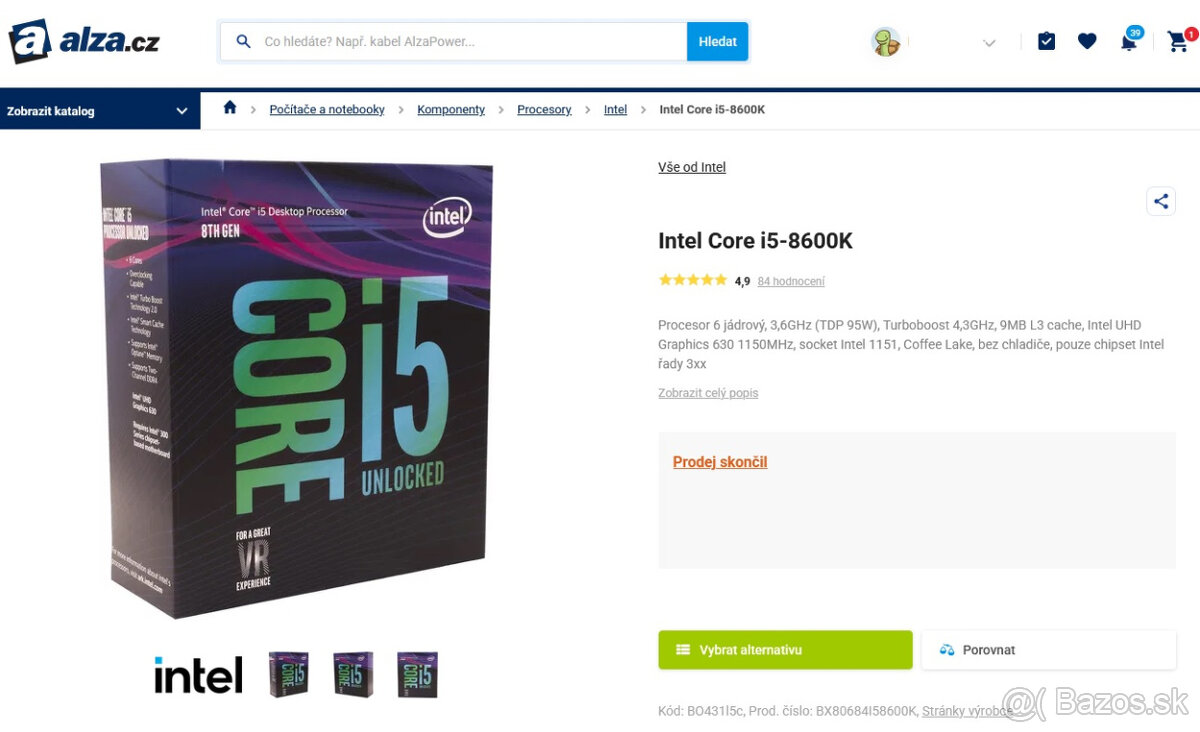 Herní CPU i5-8600K - 6C/6T | TURBO 4,3GHz | Socket 1151 - 4