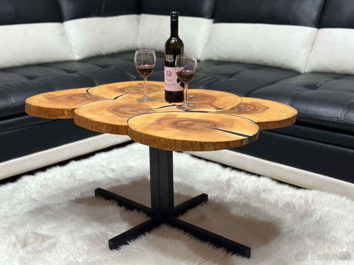 Dizajnový konferenčný stôl – masívny dub & epoxid - 4