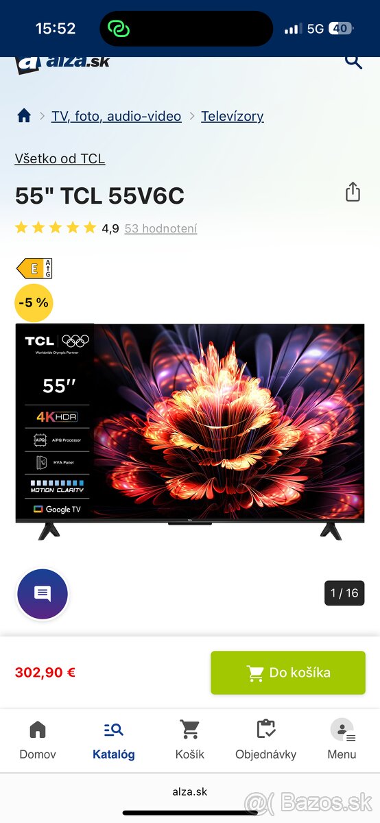 55” 4K Google TV TCL + držiak + LED podsvietenie - 4