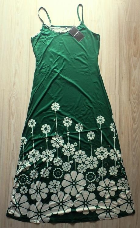 Zeleno biele letné maxi šaty, v. M/L - 4