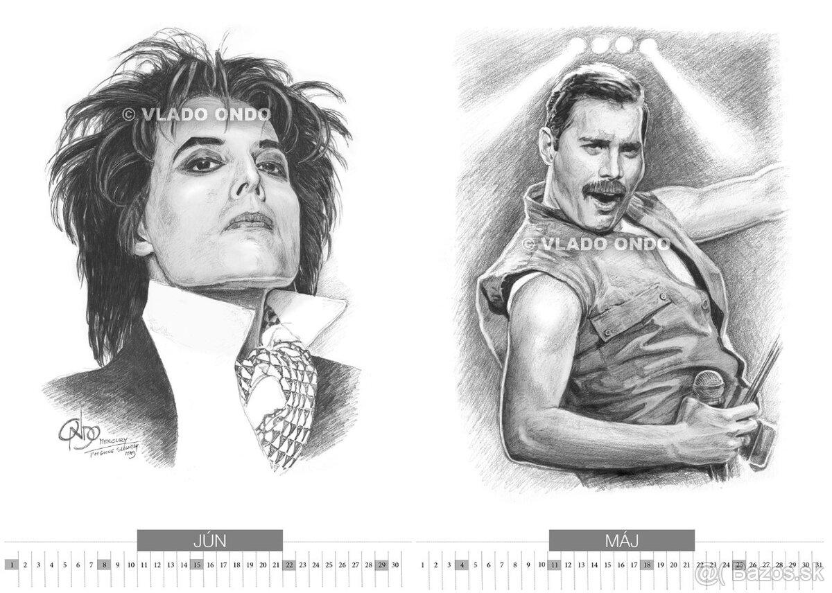 unikátny kreslený kalendár Freddie Mercury Queen - 4