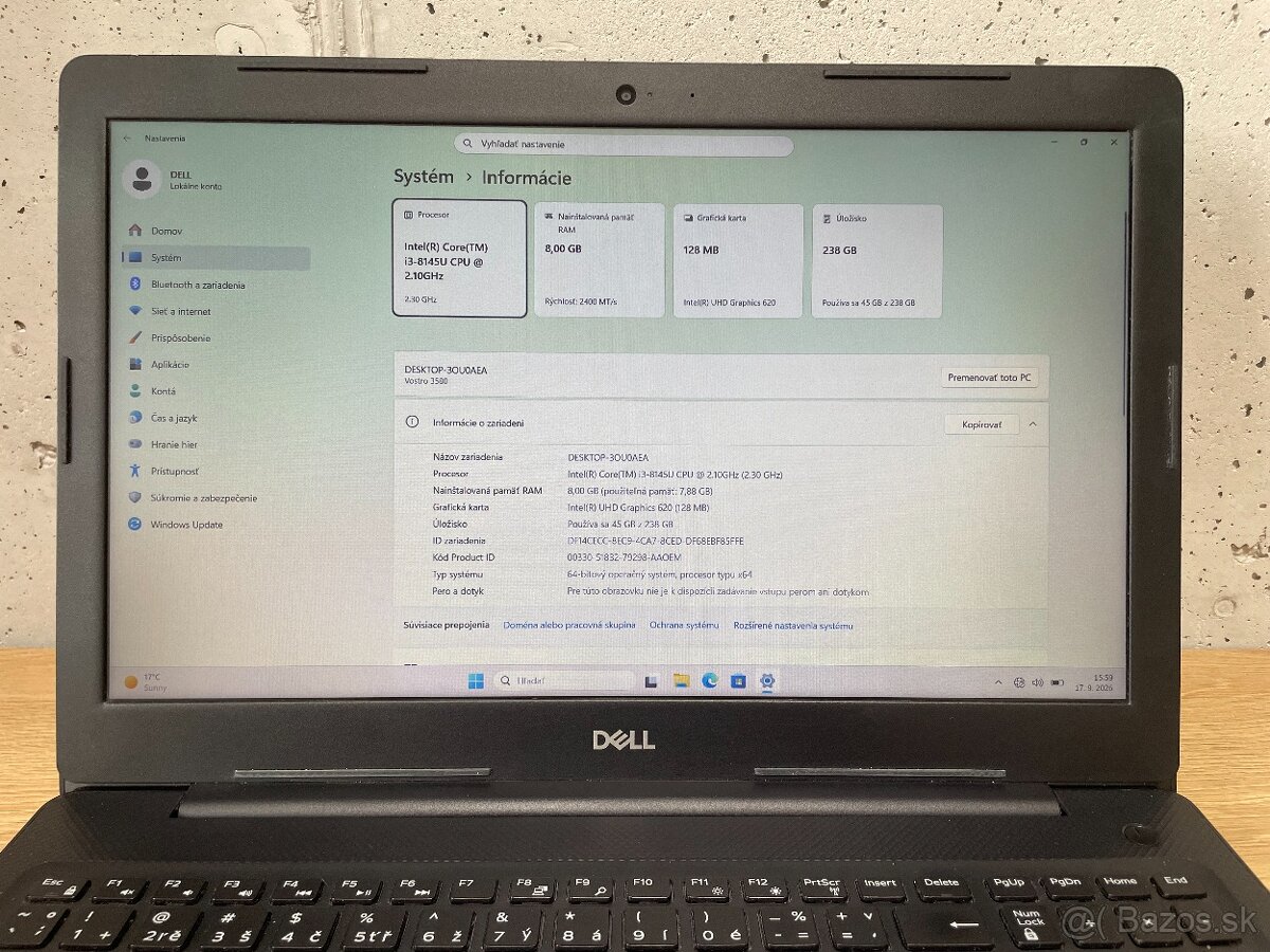 Dell Vostro 3580 – i3, 8 GB RAM, 256 GB SSD - 4