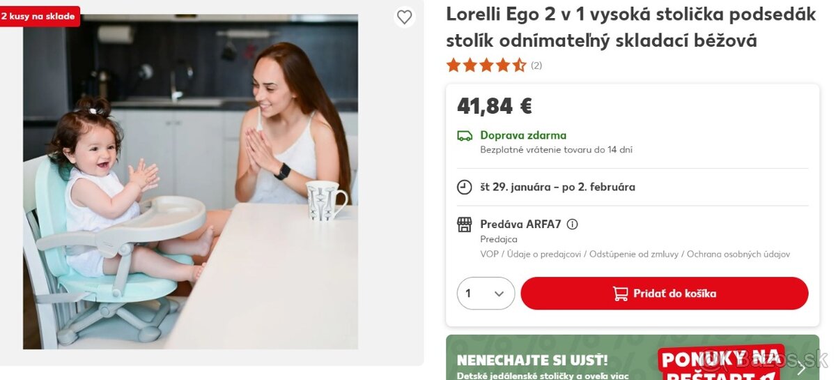 Lorelli Ego 2 v 1 vysoká stolička podsedák - 4