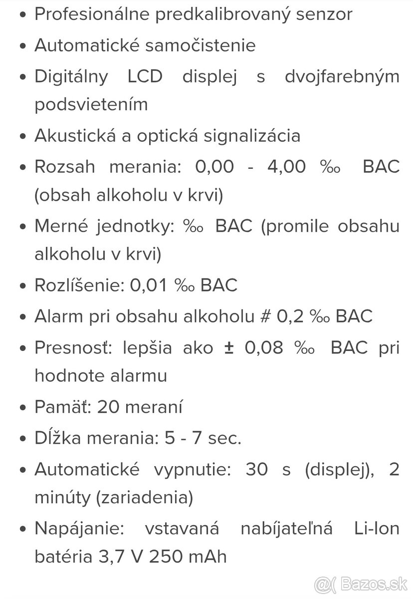 Predám alkohol tester Sencor SCA BA50FC - 4