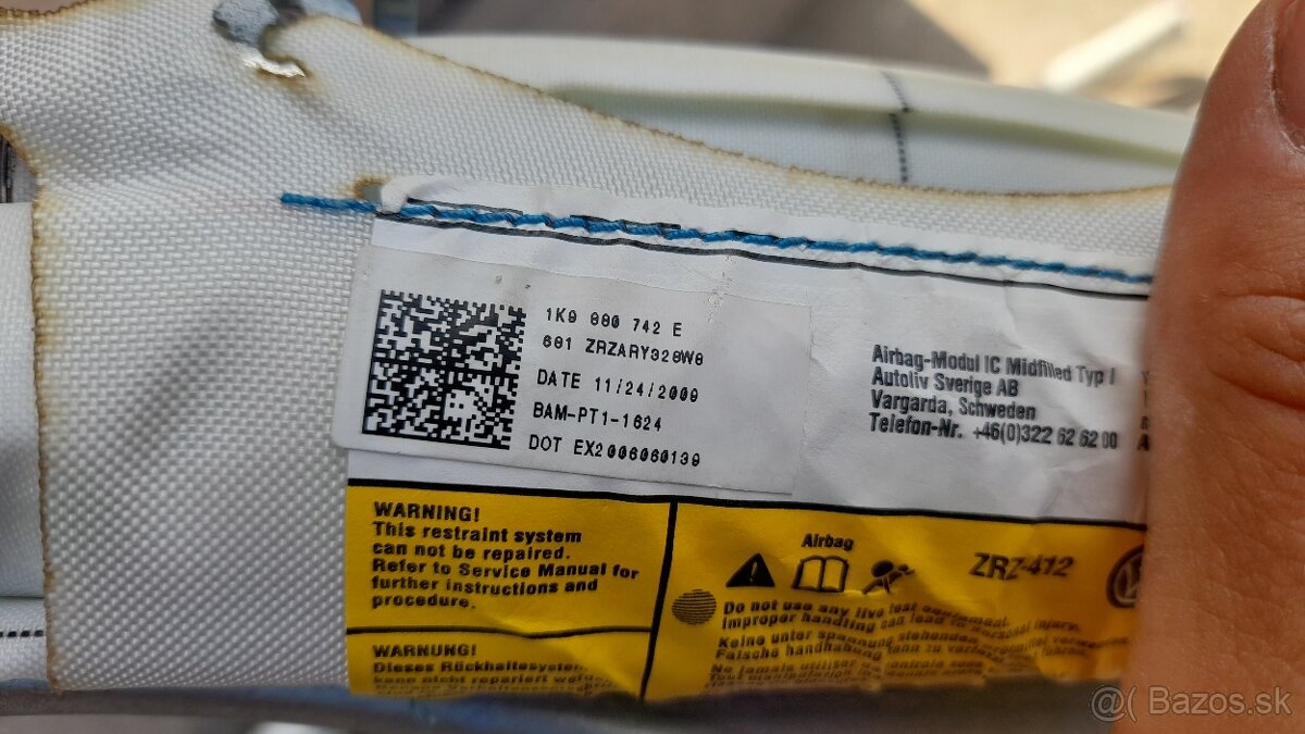 2x strešny / bočný/ airbag Golf 6 Variant - 4