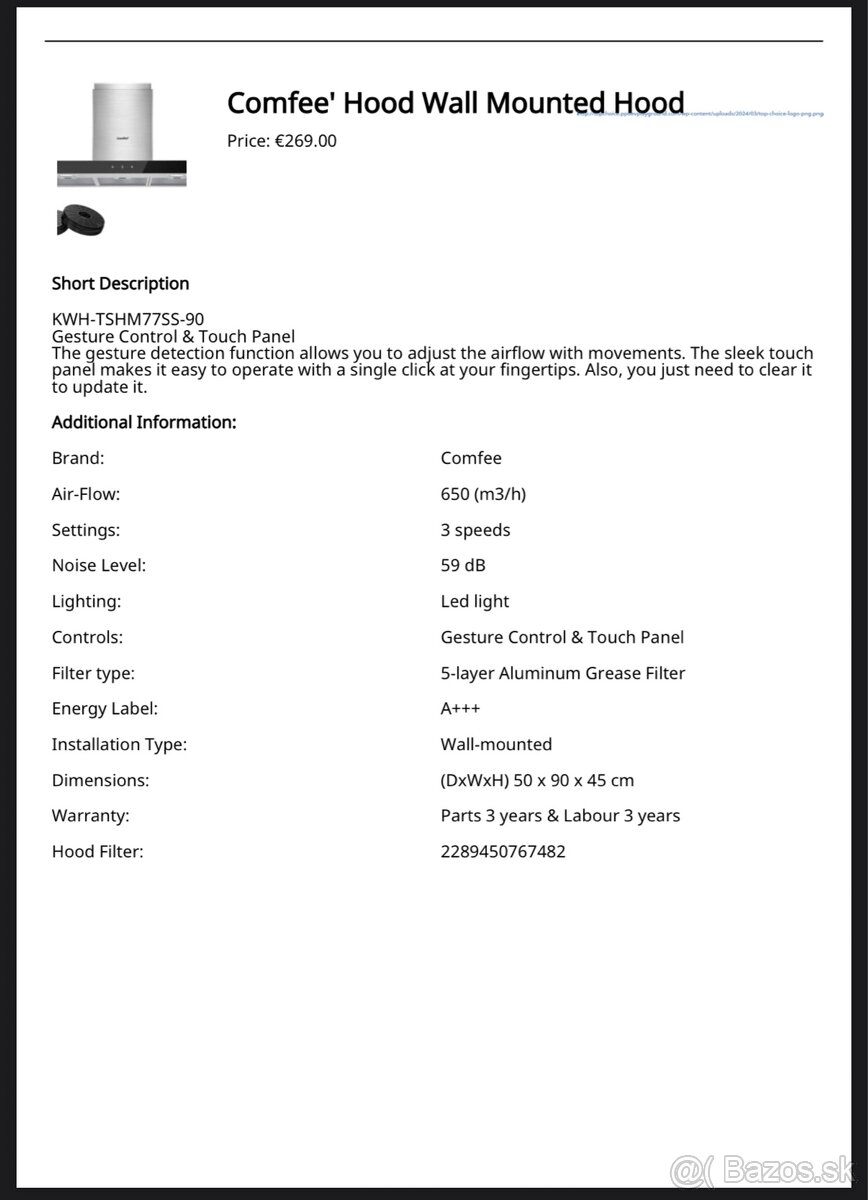 Predám nový odsávač pár COMFEE - 4