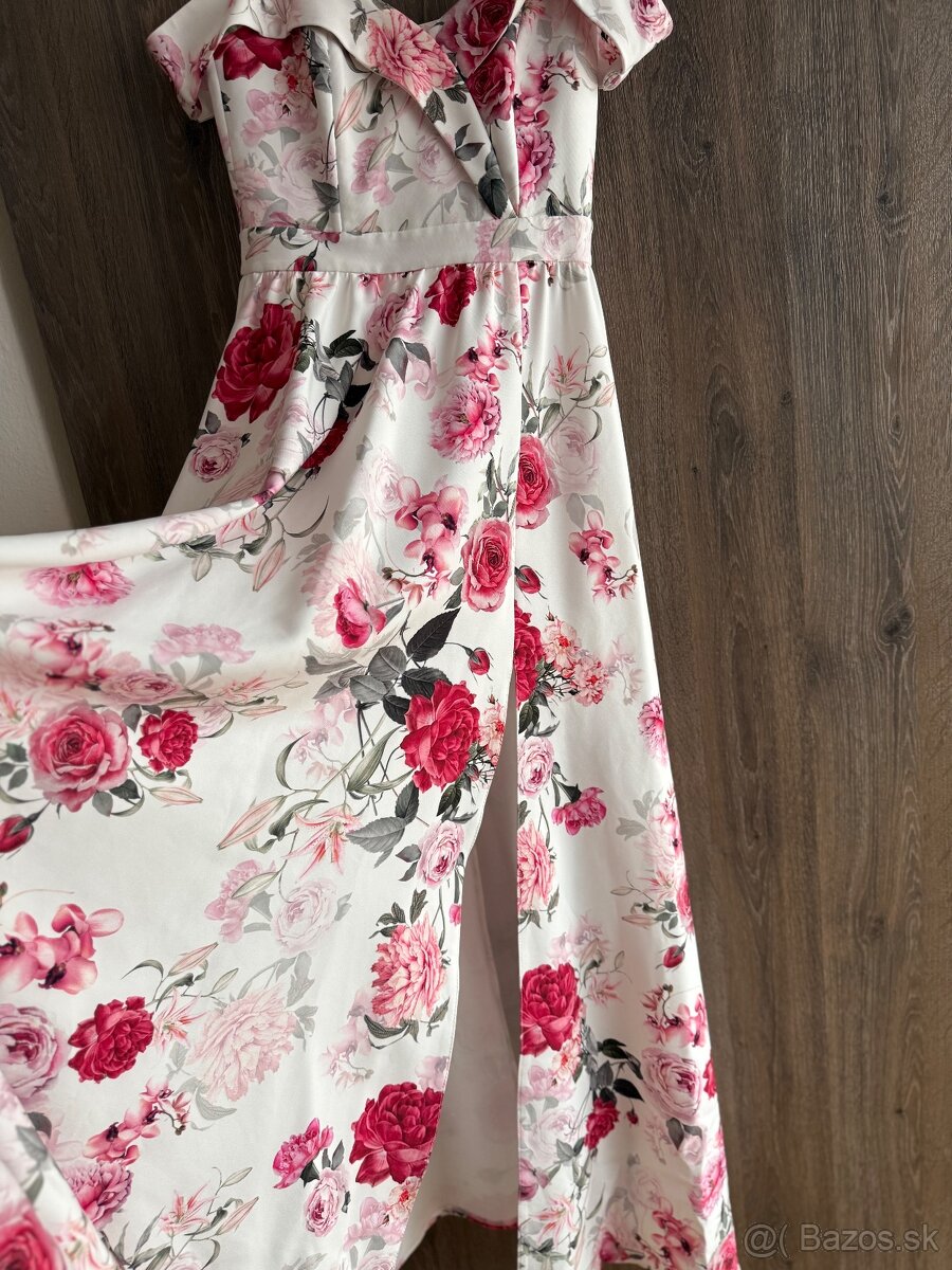 dámske kvetované spoločenské šaty veľ.36 - 4