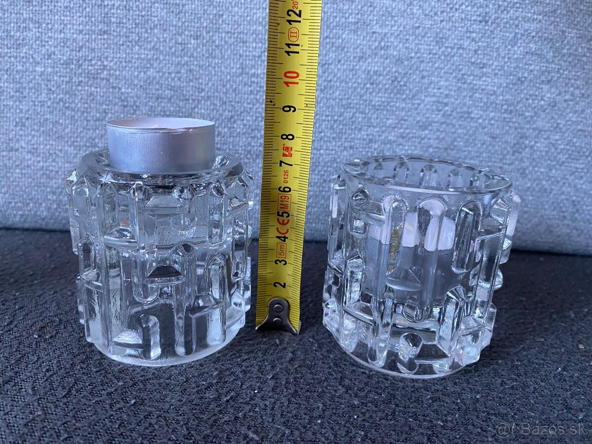 Svietniky a váza - číre sklo - 4