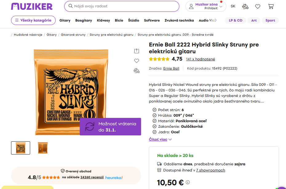 Struny na elektrickú gitaru - 4