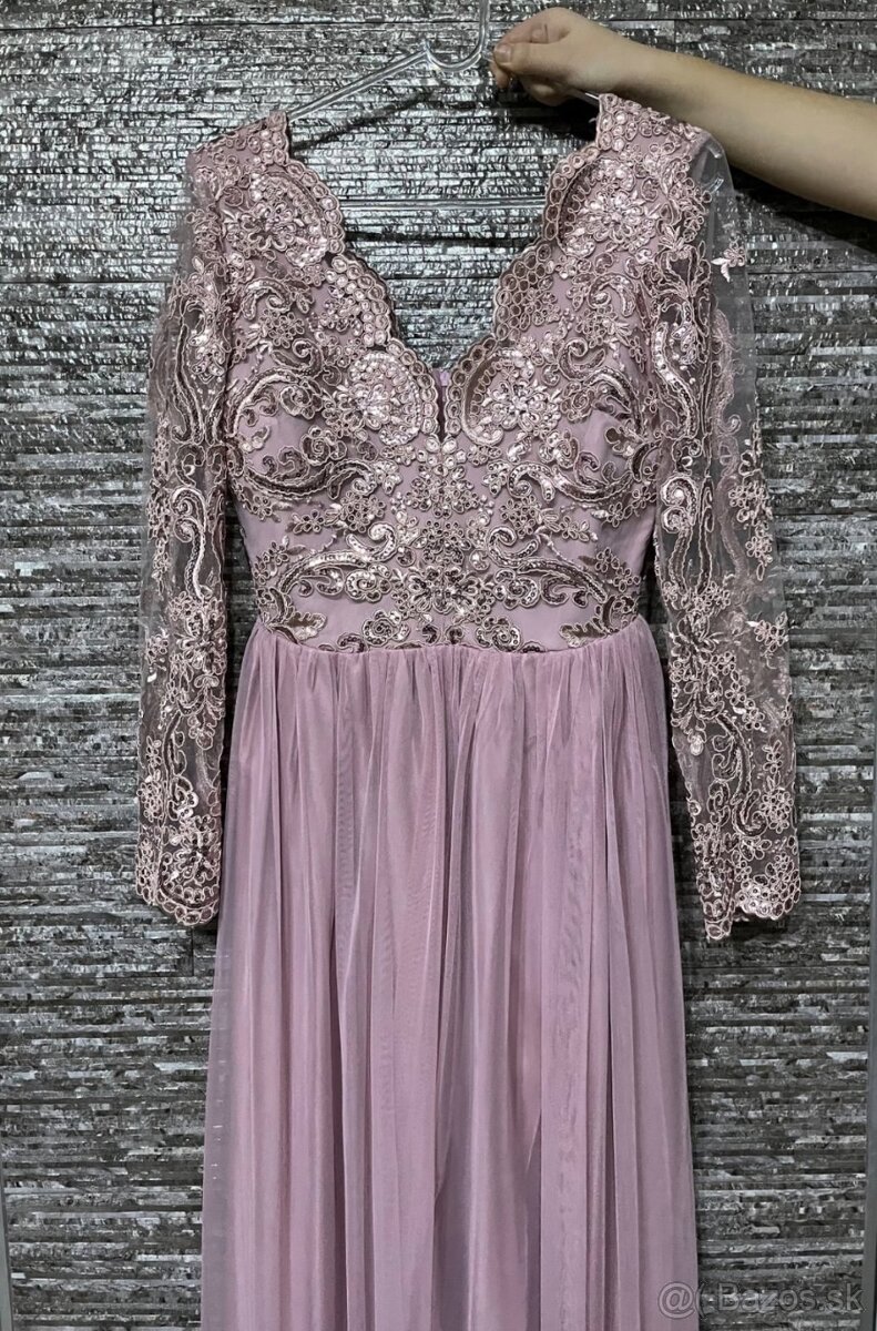Ružové spoločenské šaty L a S - 4