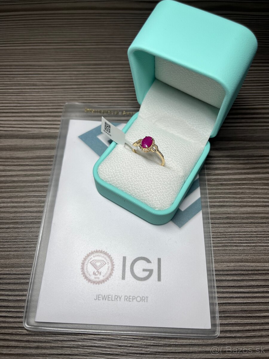 💍 Luxusný prsteň s prírodným rubínom a diamantmi - 4