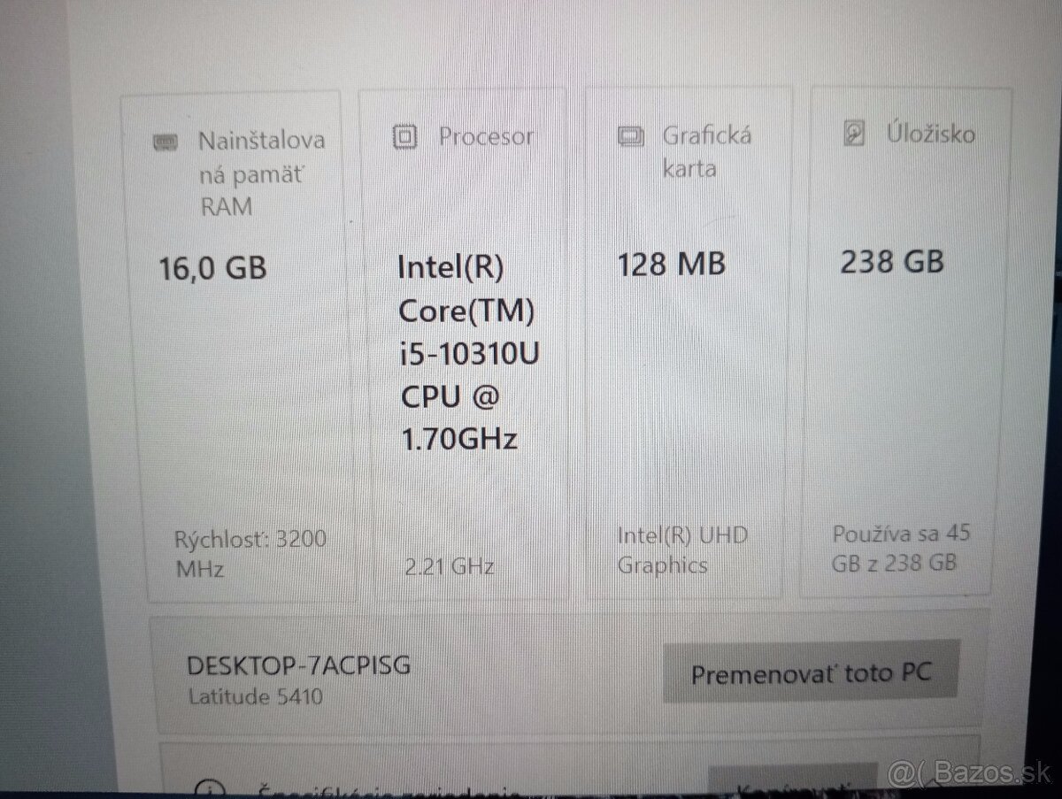 predám Dell Latitude 5410 , Intel core i5 ,16gb ram ,, ssd - 4