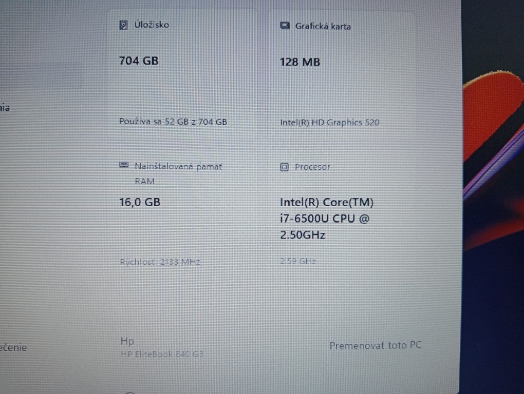 predám Hp elitebook 840 g3 , Intel i7,16gb ram ,256gb ssd - 4