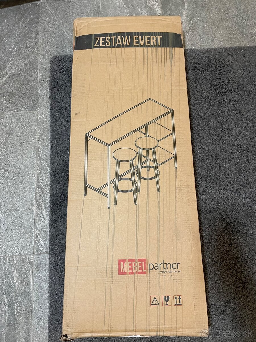 Ocelovy barovy stol a stolicky - 4