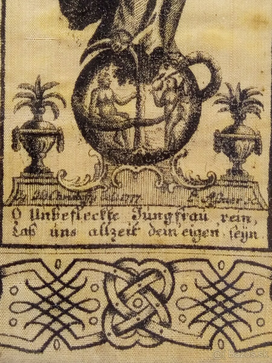 248-ročná baroková grafika na HODVÁBE (1777) - Leopold Assne - 4