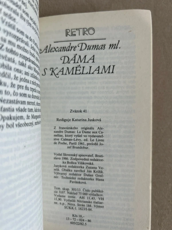 Dáma s kaméliami - Alexandre Dumas, ml. rok 1986 - 4