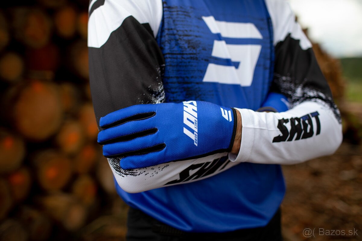 shot modrý set komplet dres nohavice na motocross enduro