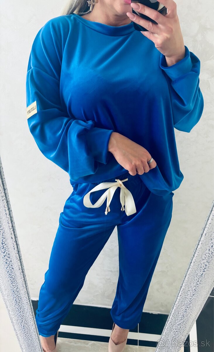 Damska talianska velurova suprava royal blue - 4