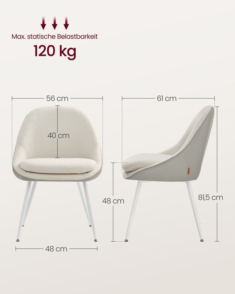 VASAGLE jedálenské stoličky – set 2 ks, s vankúšom, nové - 4