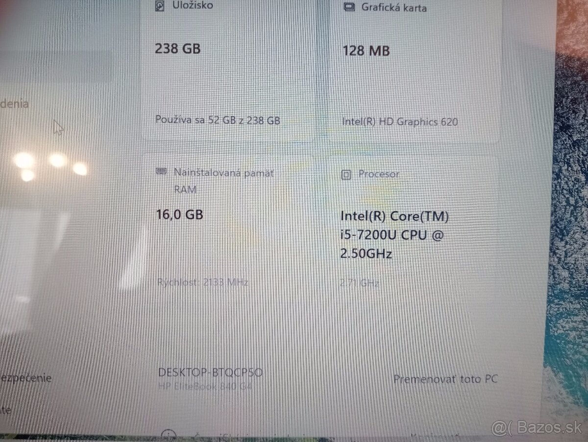 predám Hp 840 G4 , Intel core i5, 16gb ram ,dotykový displej - 4