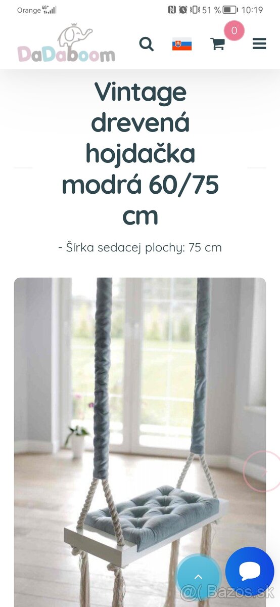 Vintage drevená hojdačka 75cm - 4