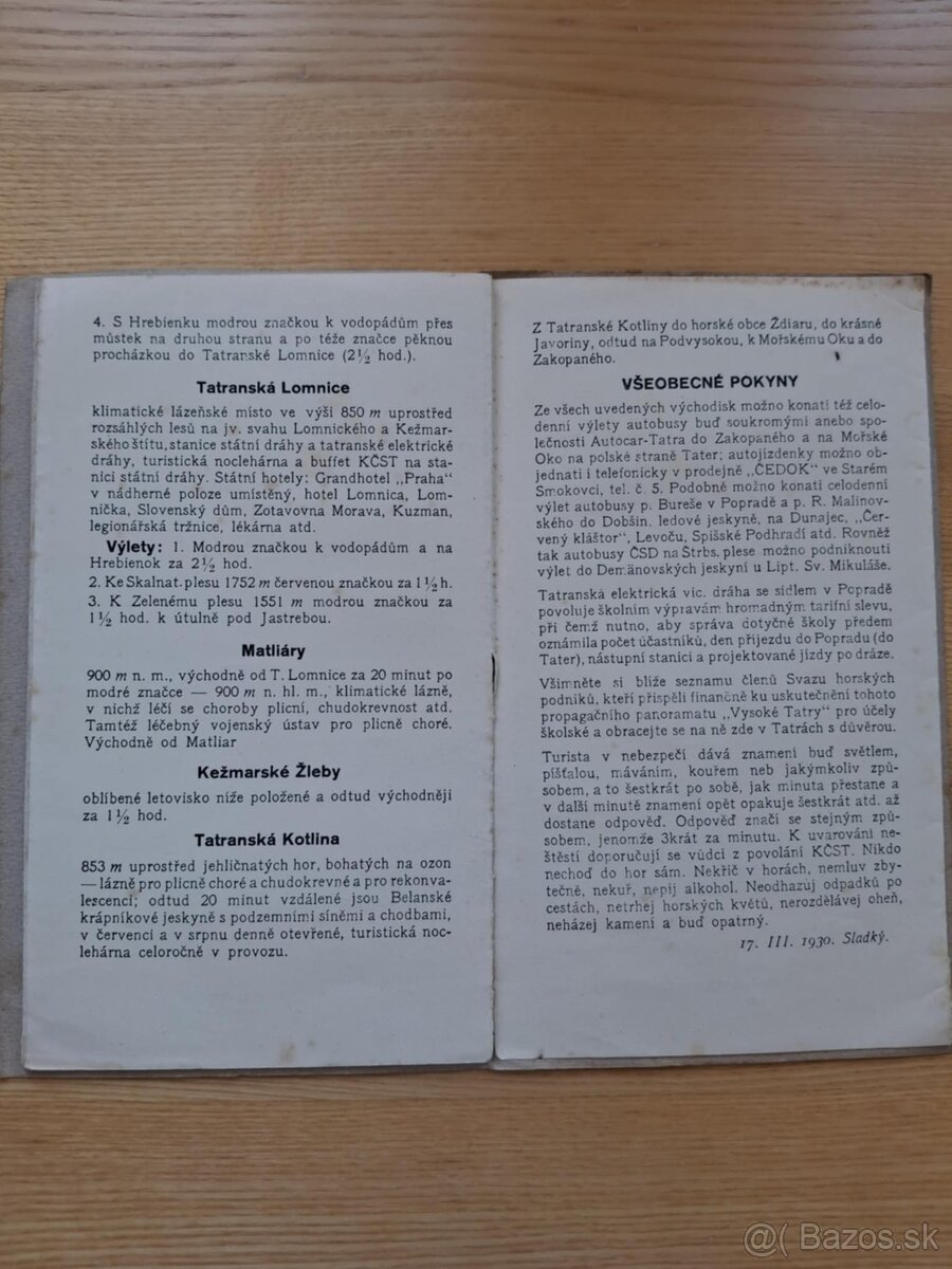 Vysoké Tatry turistický sprievodca 1930 - 4