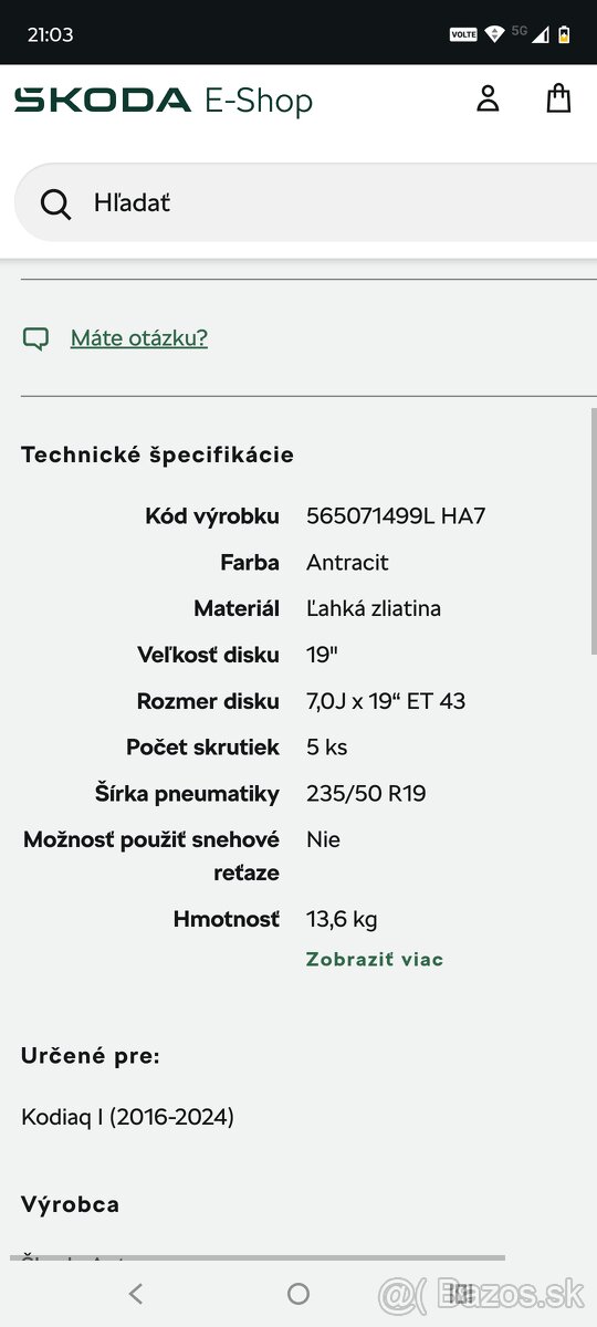 Predám hliníkové disky ba škoda kodiaq BRAGA - 4