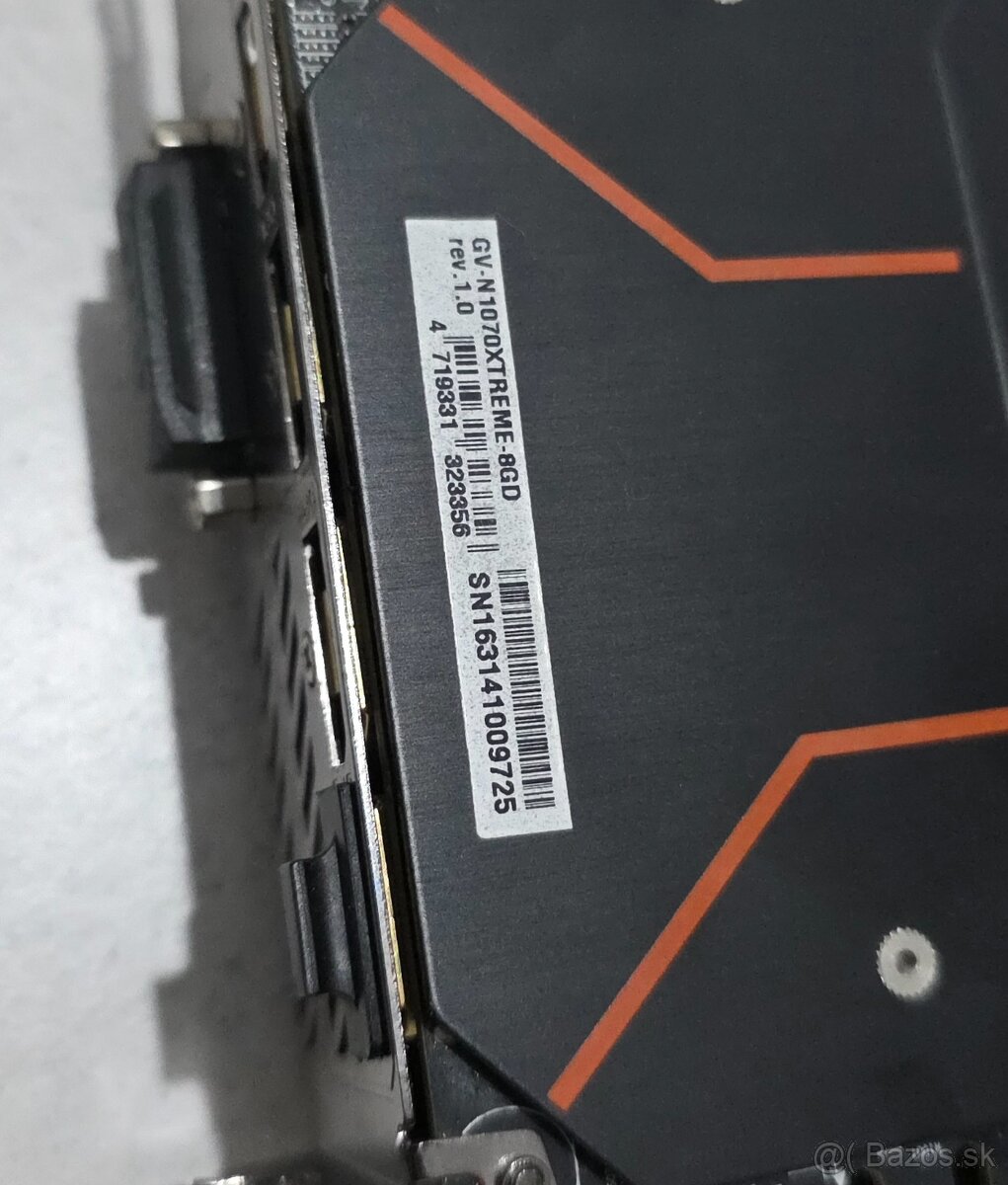 Predám hernú grafickú kartu GIGABYTE GeForce GTX 1070 Xtreme - 4
