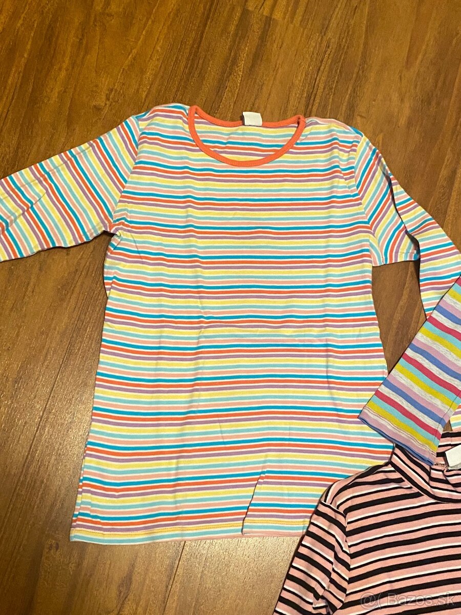 3 pruhované tričká v. 146-152 cm - 4