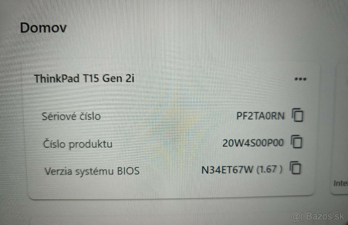 Predám výkonný NB Lenovo ThinkPad T15 Gen 2 - 4