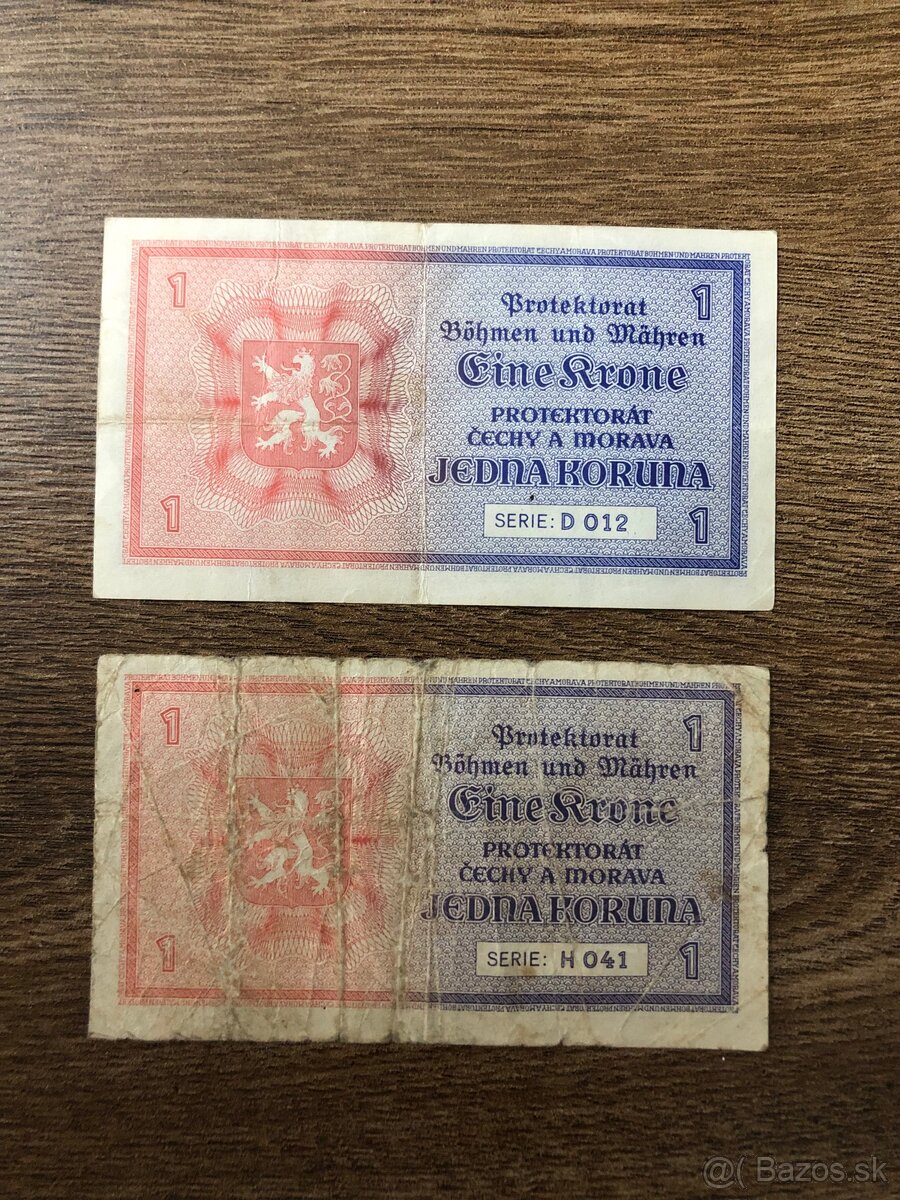 Bankovky PROTEKTORÁT a ČSR 1 - 4