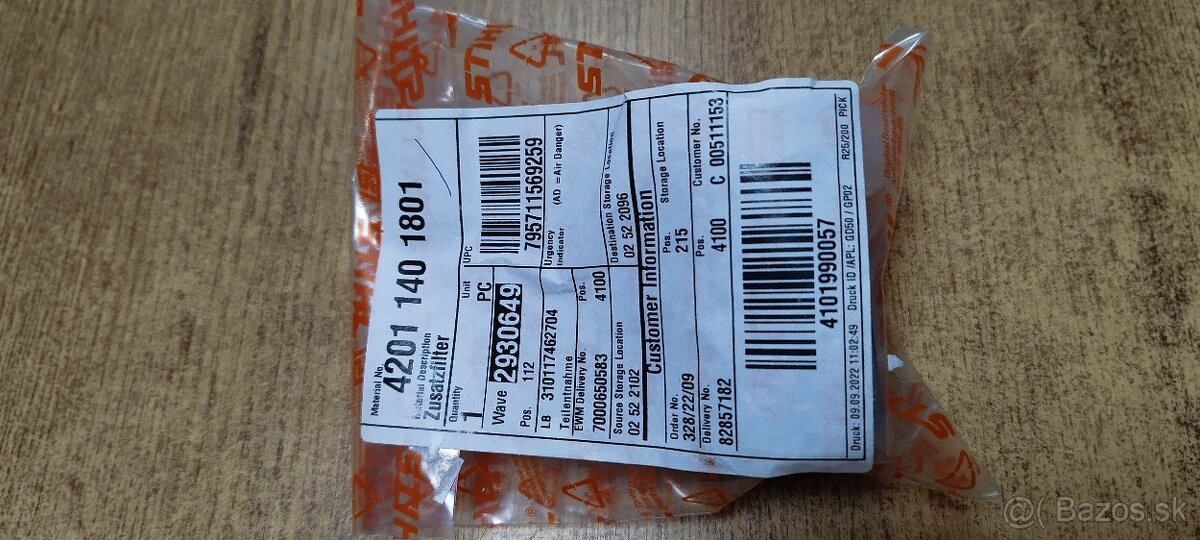 Predám prídavný filter STIHL TS 50 - 4