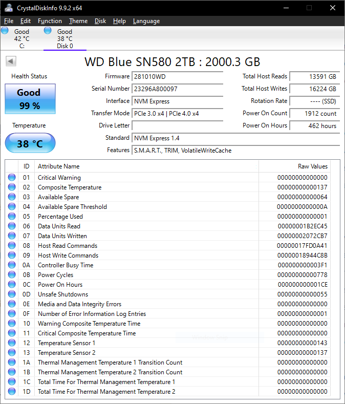 2TB M.2 NVMe SSD WD Blue SN580 PCIe 4.0 - 4